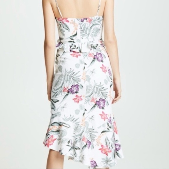 WAYF Mahari Women's Floral Print Cut Out Ruffle Midi Dress - Picture 3 of 6